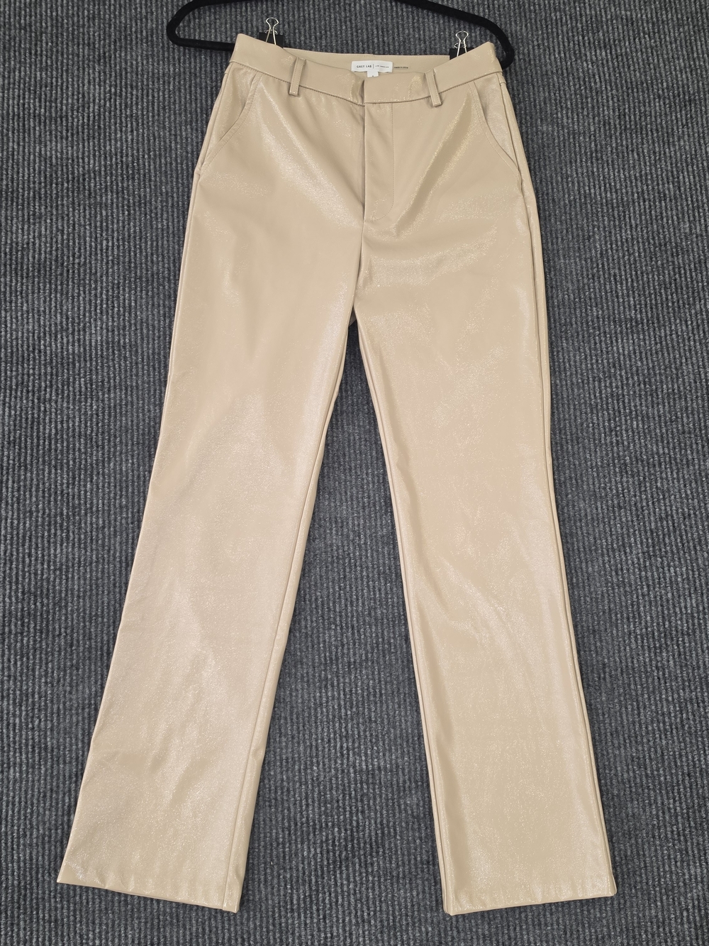 GREY LAB Beige Straight-Leg Shiny Pants - Picture 4 of 9